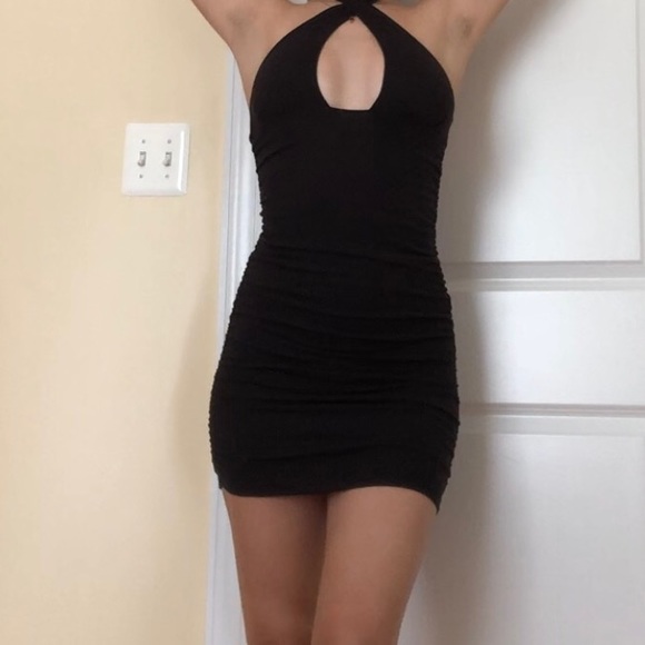 Motel rocks black wrap around halter cross neck matita dual mini and midi dress - Picture 8 of 11